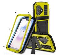 FONREST Coque intégrale robuste pour iPhone 17 avec béquille en aluminium résistant aux chocs + TPU Armor Hybrid Tough Cover avec [protection d'écran en verre trempé], prend en charge le chargement