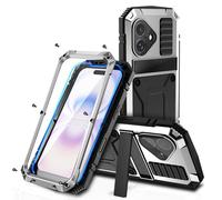FONREST Coque intégrale robuste pour iPhone 17 avec béquille en aluminium résistant aux chocs + TPU Armor Hybrid Tough Cover avec [protection d'écran en verre trempé], prend en charge le chargement