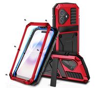 FONREST Coque intégrale robuste pour iPhone 17 avec béquille en aluminium résistant aux chocs + TPU Armor Hybrid Tough Cover avec [protection d'écran en verre trempé], prend en charge le chargement