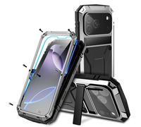 FONREST Coque intégrale robuste pour iPhone 17-Pro avec béquille en aluminium résistant aux chocs + TPU Armor Hybrid Tough Cover avec [protection d'écran en verre trempé], prend en charge le