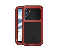 FONREST Coque intégrale Robuste pour Samsung-Galaxy-A34-5G étuis, Housses Armor Lourd en Aluminium résistant aux Chocs et à la Neige avec Verre trempé Protecteur d'écran(Rouge)