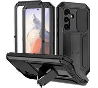 FONREST Coque intégrale robuste pour Samsung Galaxy-S24-5G avec béquille [béquille] [couvercle d'objectif d'appareil photo] Coque blindée en métal robuste avec verre trempé, prend en charge le