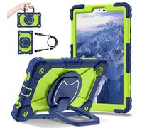 FONREST Coque portable robuste pour Samsung Galaxy-Tab-A11 8,7" 2025 avec béquille rotative à 360°, anneau de suspension et anneau de suspension SM-X135/X133/X130 (bleu marine/vert)