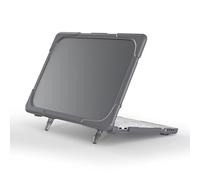 FONREST Coque robuste givrée pour MacBook Neo (A3404 A18 Pro Chip 13") avec béquille ergonomique pliable, revêtement mat résistant aux chocs, bords enveloppés de PC + TPU (gris)