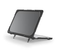 FONREST Coque robuste givrée pour MacBook Neo (A3404 A18 Pro Chip 13") avec béquille ergonomique pliable, revêtement mat résistant aux chocs, bords enveloppés de PC + TPU (noir)