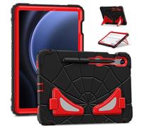 FONREST Coque robuste pour enfants pour Samsung Galaxy Tab S10 Lite 10,9" 2025 SM-X400/X406B/S10FE avec double béquille porte-stylo S résistant aux chocs en polycarbonate + silicone (noir/rouge)