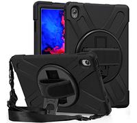 FONREST Coque Robuste pour Lenovo Tab P11/P11 Plus/P11 5G (TB-J606F/J607F/J616F/J607Z) 11" Hybride Antichoc Robuste avec béquille, poignée, bandoulière et Coque en Polycarbonate + Silicone (Noir)