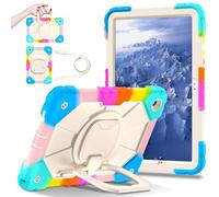 FONREST Coque robuste pour Samsung Galaxy-Tab-A11+Plus 11" 2025 avec béquille rotative à 360° et poignée anneau de suspension SM-X230/X235/X236 (néon)