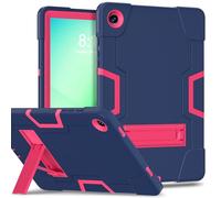 FONREST Coque robuste pour Samsung-Galaxy-Tab-A11+Plus/A9+Plus 11" avec béquille, PC hybride robuste + silicone résistant aux chocs SM-X230/X235/X236 (bleu marine + rose)