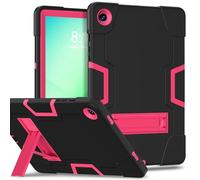 FONREST Coque robuste pour Samsung-Galaxy-Tab-A11+Plus/A9+Plus 11" avec béquille, PC hybride robuste + silicone résistant aux chocs SM-X230/X235/X236 (noir + rose)