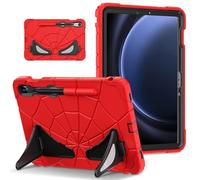 FONREST Coque robuste pour Samsung Galaxy Tab S9 FE/S9/S8/S7 (SM-X510/X710/X700/T870) avec double béquille, résistante aux chocs en polycarbonate et silicone avec porte-stylo S (rouge/noir)