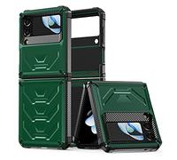 FONREST Coque robuste pour Samsung Galaxy Z-Flip-4 (SM-F721B), coque de protection intégrale résistante aux chocs, compatible avec le chargement sans fil (vert armée)