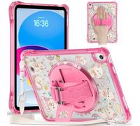 FONREST Coque transparente ultra-fine pour enfants pour iPad (A16) 11e/10e générarion avec béquille pivotante en silicone poignée bandoulière antichoc coque transparente en polycarbonate + TPU A3354