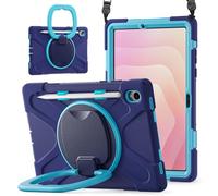FONREST Crossbody Étui robuste pour Samsung-Galaxy-Tab-S11 11" 2025 SM-X730/X736B w/S Porte-stylo pivotant avec anneau de suspension et bandoulière, coque blindée résistante aux chocs (bleu marine