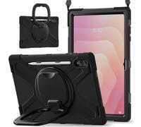 FONREST Crossbody Étui robuste pour Samsung-Galaxy-Tab-S11-Ultra 14,6" 2025 SM-X930/X936B w/S Porte-stylo pivotant avec anneau de suspension et bandoulière (noir)