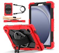 FONREST Étui à bandoulière robuste pour Samsung Galaxy-Tab-A11 2025/A9 2023 8,7" avec béquille pivotante, coque blindée résistante aux chocs avec sangle d'épaule SM-X135/X133/X130 (rouge/noir)