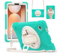 FONREST Étui à bandoulière robuste pour Samsung-Galaxy-Tab-A11 8,7" 2025 SM-X135/X133/X130 avec béquille rotative à 360°, coque hybride résistante aux chocs avec bandoulière (menthe)
