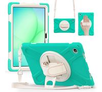 FONREST Étui à bandoulière robuste pour Samsung-Galaxy-Tab-A11+Plus 11" 2025 SM-X230/X235/X236 avec béquille rotative à 360°, coque hybride résistante aux chocs avec bandoulière (menthe)