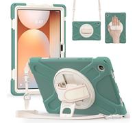 FONREST Étui à bandoulière robuste pour Samsung-Galaxy-Tab-A11+Plus 11" 2025 SM-X230/X235/X236 avec béquille rotative à 360°, coque hybride résistante aux chocs avec bandoulière (vert)