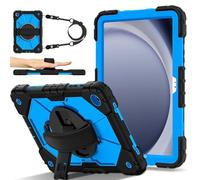 FONREST Étui à bandoulière robuste pour Samsung-Galaxy-Tab-A11+Plus/A9+Plus 11" avec béquille pivotante, coque blindée résistante aux chocs avec sangle d'épaule SM-X230/X235/X236 (noir/bleu)