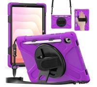 FONREST Étui à bandoulière robuste pour Samsung-Galaxy-Tab-S11 11" 2025 avec porte-stylo S, béquille pivotante, bandoulière, coque blindée résistante aux chocs SM-X730/X736B (violet)
