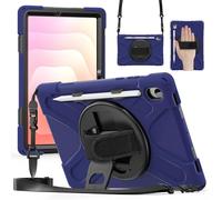 FONREST Étui à bandoulière robuste pour Samsung-Galaxy-Tab-S11 11" 2025 avec porte-stylo S, béquille pivotante, bandoulière, coque blindée résistante aux chocs SM-X730/X736B (bleu marine)