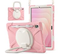 FONREST Étui à bandoulière robuste pour Samsung-Galaxy-Tab-S11 11" 2025 SM-X730/X736B w/S Porte-stylo pivotant avec anneau de suspension et bandoulière - Rose