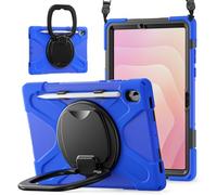 FONREST Étui à bandoulière robuste pour Samsung-Galaxy-Tab-S11 11" 2025 SM-X730/X736B w/S Porte-stylo pivotant avec anneau de suspension et bandoulière, coque blindée résistante aux chocs (bleu)