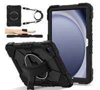 FONREST Étui robuste à bandoulière pour Samsung-Galaxy-Tab-A11+Plus/A9+Plus 11" avec béquille pivotante, coque blindée résistante aux chocs avec sangle d'épaule SM-X230/X235/X236 (noir)
