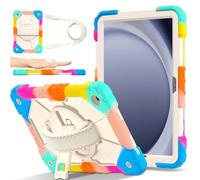 FONREST Étui robuste à bandoulière pour Samsung-Galaxy-Tab-A11+Plus/A9+Plus 11" avec béquille pivotante, coque blindée résistante aux chocs avec sangle d'épaule SM-X230/X235/X236 (néon)