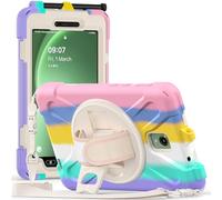 FONREST Étui robuste pour Samsung Galaxy Tab Active5 5G 8'' (SM-X300/X306B 2024)/Active 3 T570/T575 avec béquille rotative à 360°, coque de protection résistante aux chocs avec sangle pour la main