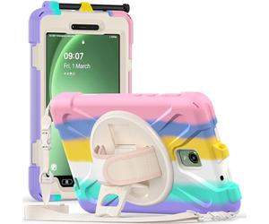 FONREST Étui robuste pour Samsung Galaxy Tab Active5 5G 8'' (SM-X300/X306B 2024)/Active 3 T570/T575 avec béquille rotative à 360°, coque de protection résistante aux chocs avec sangle pour la main