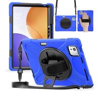 FONREST Étui robuste pour tablette Xiaomi Pad 7S/6S Pro 12,5/12,4" avec porte-crayon pivotant et béquille pivotante - Coque rigide résistante aux chocs avec poignée et bandoulière - Bleu