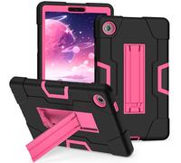 FONREST TB305XU/TB305FU Coque robuste pour Lenovo Tab One / Lenovo Tab K9 8,7" avec béquille - Hybride PC + silicone - Résistante aux chocs - Pour enfants - Noir + rose