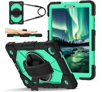 FONREST TB305XU/TB305FU Étui robuste pour Lenovo Tab One / Lenovo Tab K9 8,7" avec béquille pivotante et dragonne, coque rigide hybride antichoc avec bandoulière TB305XU/TB305FU (noir + menthe)