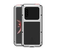 FONREST Tout Le Corps Coque pour Sony Xperia 10 II 6 Pouces, Love Mei Antichoc Hybride Aluminium Métal Armure Antipoussière Housses avec Verre trempé Protecteur d'écran(Argent)