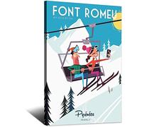 Font-Romeu Affiche vintage sur toile Motif ski 20 x 30 cm