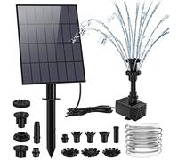 Fontaine 3.5 W Solaire d'extérieur avec Plusieurs Buses Conduite d'eau de 1.5m et Piquet Pompe à énergie Solaire pour Bain d'oiseaux, étangs, Jardin(3,5W)
