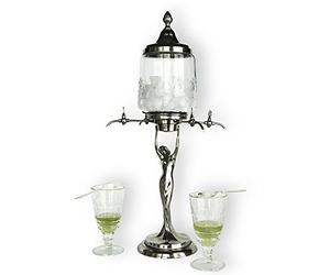 Fontaine à absinthe en métal de style Lady avec quatre robinets en métal - Reproduction exacte du style de fontaine à absinthe le plus célèbre.