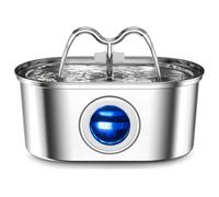 Fontaine à boire automatique pour animaux domestiques avec affichage LED, distributeur d'eau en acier inoxydable, capacité de 3,2 L, bol d'eau silencieux avec plateau filtrant