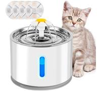 Fontaine à Boire pour Chat 2.4L, Fontaine pour Animaux de Compagnie Super Silencieuse avec Lumières LED, Filtration Multiple, Trois modes de débit d'eau, Empêcher la Combustion à Sec Pendant 72 Heures