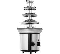 Fontaine à chocolat, design 4 niveaux, capacité 1,8 l, argenté