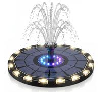 Fontaine à Eau à énergie Solaire de 7, 09 Pouces avec 7 Modes de Couleur, 6 Buses remplaçables, contrôle Intelligent la lumière pour Piscine, Baignoire, étang Jardin