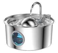 Fontaine a Eau Chat INOX - 3,2L Fontaine à Eau pour Chat - Fenêtre Transparente - Forme du Robinet - Multi-Filtration - Disponible pour Les Animaux de Petite et Moyenne Taille