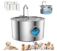 Fontaine a Eau Chat INOX,3.2L Fontaine à Eau pour Chat, Filtrage 4 Étapes pour Chats et Chiens, Pompe Ultra-Silencieuse, Anti-Tachement Mâchoire, Grande Capacité