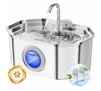 Fontaine a Eau Chat INOX, Apauk 3.2L Fontaine à Eau Chat,Fontaine Chats silencieuse,LED fenêtre,Les systèmes de filtrage Multiples sont faciles à Nettoyer (Lot de 2 éponges et filtres)