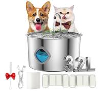 Fontaine à eau de 3,2 L pour petit chien et chat, fontaine à eau en acier inoxydable avec 2 filtres, donnez à votre animal une vie plus longue et plus saine avec une bonne hydratation (2 filtres, 3,2