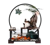 Fontaine à eau de bureau en céramique avec débit réglable et lumières LED - Décoration d'intérieur zen avec 5 cristaux gratuits (style 1)