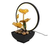 Fontaine à eau de table, avec éclairage LED, décoration d'intérieur, design lotus, en métal, cascade électrique, pour détente et décoration zen, fontaine silencieuse