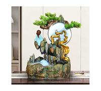 Fontaine à eau de table, cascade intérieure avec générateur de brouillard et arbres artificiels en résine, petites statues de Bouddha, sculptures de lune pour décoration de bureau dans le hog
